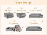 Keezi 12PCS Modular Kids Sofa Play Couch Foam Set with Removable Washable Cover Grey Playroom KID-SOFA-COMP-GY