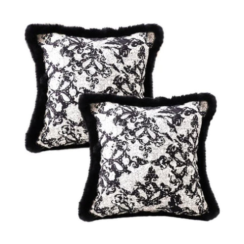 SOGA 2X 45cm Vintage Black Herringbone Pillowcase Set & Square Throw Pillow FRENCHCUSHION254X2