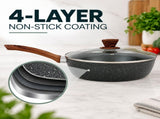 28cm PFOA Free Non-Stick Saute Pan with Lid, Marble-Effect Non-Stick Coating, Induction Compatible, V1181-CV0053-NEW