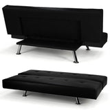 Sarantino 3 Seater Faux Leather Sofa Bed Lounge - Black SOFA-6102-PVC-BLK