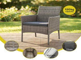 Gardeon 4-Piece Outdoor Sofa Set with Two Pillows Rattan Furniture Grey ODF-C-PATIO-17007-GR