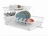 CARLA HOME 2 tier Dish Drying Rack with Drainboard & Utensil Holder for Kitchen LSB-36539