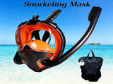 Adult Full Face Snorkel Mask Dual Tube 180&deg Panoramic Anti-Fog, Unisex Snorkelling Gear for Outdoor V1232-FQJ-D-003