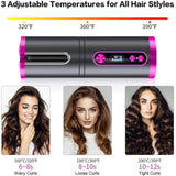 Portable Wireless Automatic Hair Curler for Travel with LED Temperature Display, Timer and USB V178-12151