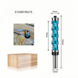 Double Bearing Spiral Flush Trim Router Bit 12mm Shank - Solid Carbide Blade with Teflon Coating, V1107-145-11346-BLU2