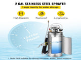 2Gal Stainless Steel Sprayer, Set 20" Wand& Handle& 3FT Reinforced Hose, Hand Pump Sprayer V952-PWQBXG8L000000001V0