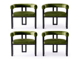 Artiss Dining Chairs Set of 4 Velvet Upholstered Barrel Chairs with Curved Armrests & Back Green UPHO-C-DIN-2553-GNX4