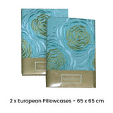 Canterbury Pair of Amarante Teal European Pillowcases 65 x 65 cm V442-LDE-PILLOWC-AMARANTE-TEAL-EU