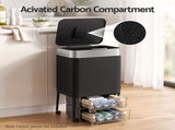 Cefito 40L Press Top Trash Can Kitchen Rubbish Bin Moblie Stainless Steel Black RB-B-40L-S18-LEG-BK