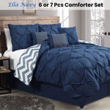 J Elliot Home 6 Pcs Ella Navy Comforter Set Single V442-IDC-COMFORTER-6PCELLA-NAVY-SB