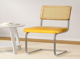 Artiss Dining Chairs Set of 2 Velvet Rattan Cantilever Yellow DINING-B-C01-VEL-YEX2