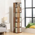 360 Rotating Bookshelf Bamboo Storage Display Rack Shelving in Dark Wood V63-842471