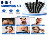 6 in 1 Black Mutifunctional Mens Hair Clipper Set with 6 Safe Heads, Styling Accessories and Storage V888-ELOSUNG55184