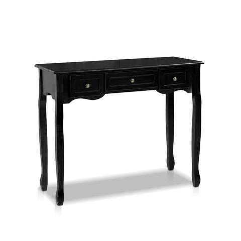 Artiss Console Table 3 Drawers Black Hamptons DRESS-D-NEW-HS-3D-BK