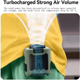 10000mAh Portable Outdoor Waist Fan Hanging Neck Strong Wind with Power Bank LED Lighting for V413-PORTABLE-FAN-10000A-GREEN