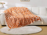 Bohemian Style Sofa Throw Blanket - Orange Soft Faux Cashmere, 130x170cm for Office Naps & AC V888-ELOSUNG18280