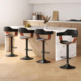 Artiss 4x Bar Stools Gas Lift Leather w/Armrest All Black BA-TW-8006B-BKX4