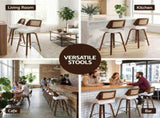 Artiss Wooden Bar Stools Set of 2 Swivel Kitchen Counter Stool Chair 60cm Seat Height BA-B-0369-RAT-WHX2