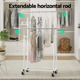 Artiss Clothes Rack Double Rod Airer Rail Coat Stand Adjustable Hanger HANGER-149H-D-SI