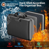 Fireproof Organizer with Lock, Hard-Shell Case Fireproof Document Box with 13 Pocket Accordion V1107-120-02255-GRN