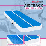 Powertrain Airtrack 20cm Thick 4m x 2m Inflatable Gymnastics Tumbling Mat Air Track - Blue IFM-0402-BUWH