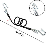 2 Packs 44-1/2'' Trailer Safety Cables, Vinyl-Coated Coiled Towing Chain, 7/16'' Snap Hooks with V1259-DP01-A-883