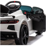 12V Licensed V8 Corvette Battery Powered Sports Kids Ride On Car White V580-CAR-OZ-V8-WH