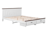 Artiss Double Wooden Bed Frame with 2 Drawer Platform Bed with 108cm Solid High Headboard White Bed WBED-F-RAWDO-D-WH-ABC