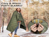 200x140cm Blue Large Outdoor Camping Down Cotton Wearable Warmth Blanket, Quilted Poncho Shawl Throw V888-ELOSUNG52300