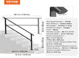 Handrails for Outdoor Steps, 5 Step Stair Hand Rail Kit, Transitional Carbon Steel Railings with V952-FGDHGZLSLZFSXI0DBV0
