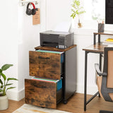 File Cabinet with 2 Drawers Industrial Style for A4 Rustic Brown and Black V178-11536