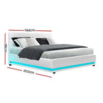 Artiss Bed Frame Double Size LED Gas Lift White LUMI BFRAME-E-LUMI-D-WH-ABC