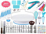 207 Pieces Cake Decorating Kit with Nordic Blue Revolving Turntable Icing Tips and Spatulas Complete V888-ELOSUNG44625