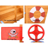 Keezi Kids Sandpit Wooden Boat Sand Pit with Canopy Bench Seat Beach Toys 165cm SAND-BOAT-160-CANOPY