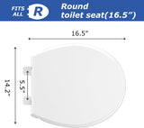 Round Toilet Seat, Standard 16.5 Slow/Soft Close Round Toilet Seat for Round Toilets, No-Slam V1258-DP02-WO-951