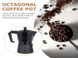 300ml Espresso Maker Aluminum Coffee Pot Brewer, 6 Cup Capacity, Black Finish for Rich Coffee V1192-AZ-W-28532