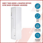 Grey Two-Door L-shaped Office Gym Shed Storage Lockers V63-835111