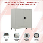 Two-Door Metal Short Cabinet Shelf Storage for Home Office Gym V63-844391