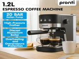 Pronti Breakfast Set with Rose Gold Kettle & Toaster with 1.2L Espresso Machine - Black KT-TS-850D-BK