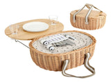 Alfresco 2 Person Insulated Picnic Basket Set with Foldable Wood Table PC-TB-2P-ROU