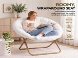 Artiss Cozy Saucer Chair Soft Faux Fur Folding Accent Chair for Bedroom White XFBS-AR-SAU-WH