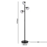 Emitto 3-Light LED Floor Lamp Dimmable Tree Lamp Remote Adjustable Living Room LI0596-BK-3-AU