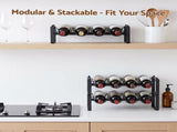 Artiss 3-Tier Wine Rack Metal Freestanding 12 Bottles Modular Countertop Wine Display Shelf Black FUR-U-WINE-01-12B