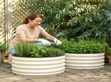 Green Fingers Round Raised Garden Bed 2 Pack Galvanised Planter Box Rust Resistant 60x60x30cm White GB-ROU-6030-WHX2