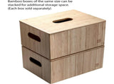 Bamboo Storage Box With Handles, Stackable Organizer Bin for Toys Bedding Clothes Closet Office V1237-MS-724-044