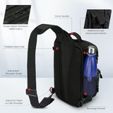 Fishing Sling Bag, Fishing Backpack with Rod Holder Fishing Bag Storge Fishing Gear, Gift for Men, V1107-133-09363-BLK-1PACK