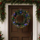 Christabelle 61cm Christmas Wreath LED Lights Glittery Gold Pine Front Door Decoration Ornament 112_SENGG61