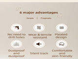 100 X 180 CM Khaki Linen-Look Dust Drill-Free Pull-Curtain - Folding Doorless Closet Divider with V888-ELOSUNG42723