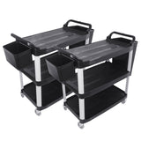 SOGA 2X 3 Tier Food Trolley Food Waste Cart w/ 2 Bin Food Utility Kitchen Large FOODCARTRUBBISHWITHWASTEBINSLX2