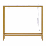Artiss Console Table Entryway Hallway Display Desk Charging Station Marble Finish White & Gold FUR-U-CST-05-WH